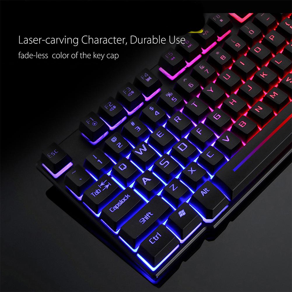 BEESCLOVER USB Office Rainbow Backlight Keyboard Mouse Set Mechanical for PC Laptop Desktop Gaming Stylish Ergonomic Combo