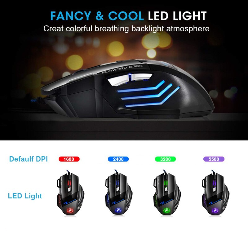 Ergonomic Wired Gaming Mouse 7 Button LED 5500 DPI USB Computer Mouse Gamer Mice X7 Silent Mause With Backlight For PC Laptop Ergonomic Wired Gaming Mouse 7 Button LED 5500 DPI USB Computer Mouse Gamer Mice X7 Silent Mause With Backlight For PC Laptop